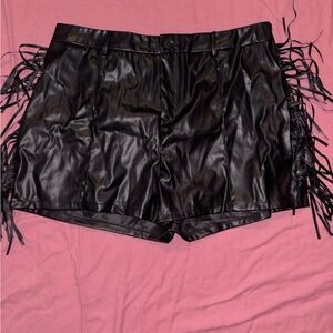 SHEIN Black High Waist Fringe Shorts